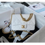 Chanel handbag with grain embossed cowhide and classic leather interspersed with chain shoulder crossbody bag  (6)
