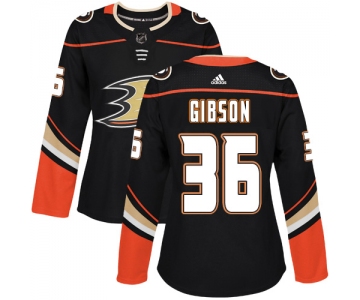 Adidas Anaheim Ducks #36 John Gibson Black Home Authentic Women's Stitched NHL Jersey