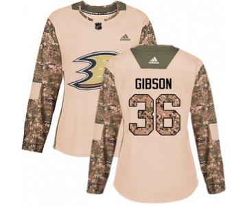 Adidas Anaheim Ducks #36 John Gibson Camo Authentic 2017 Veterans Day Women's Stitched NHL Jersey