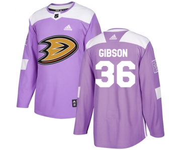 Adidas Ducks #36 John Gibson Purple Authentic Fights Cancer Youth Stitched NHL Jersey