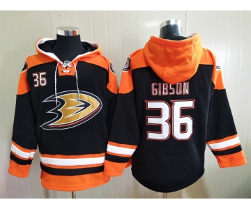 Men's Hockey Anaheim Ducks #36 John Gibson Black Hoodie