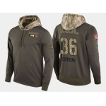 Nike Anaheim Ducks 36 John Gibson Olive Salute To Service Pullover Hoodie