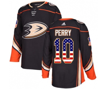 Adidas Ducks #10 Corey Perry Black Home Authentic USA Flag Stitched NHL Jersey
