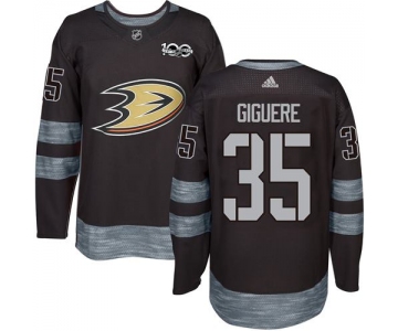 Adidas Ducks #35 Jean-Sebastien Giguere Black 1917-2017 100th Anniversary Stitched NHL Jersey