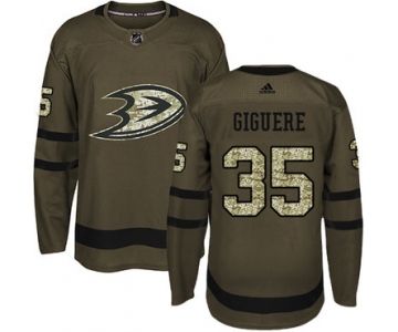 Adidas Ducks #35 Jean-Sebastien Giguere Green Salute to Service Stitched NHL Jersey
