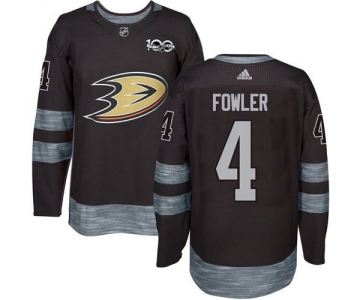 Adidas Ducks #4 Cam Fowler Black 1917-2017 100th Anniversary Stitched NHL Jersey
