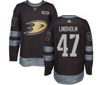 Adidas Ducks #47 Hampus Lindholm Black 1917-2017 100th Anniversary Stitched NHL Jersey