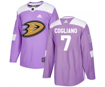 Adidas Ducks #7 Andrew Cogliano Purple Authentic Fights Cancer Stitched NHL Jersey