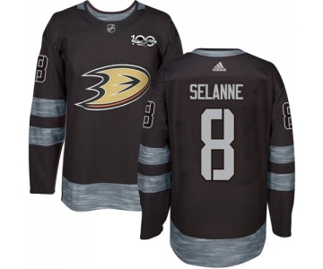 Adidas Ducks #8 Teemu Selanne Black 1917-2017 100th Anniversary Stitched NHL Jersey