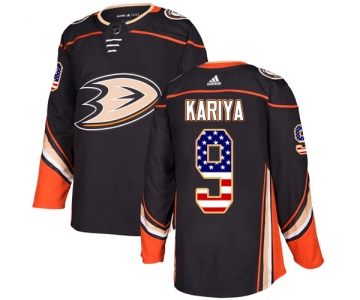 Adidas Ducks #9 Paul Kariya Black Home Authentic USA Flag Stitched NHL Jersey