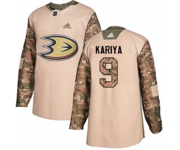 Adidas Ducks #9 Paul Kariya Camo Authentic 2017 Veterans Day Stitched NHL Jersey