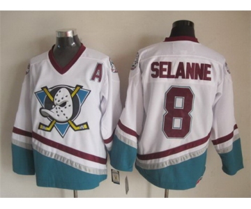 Anaheim Ducks #8 Teemu Selanne White Throwback CCM Jersey