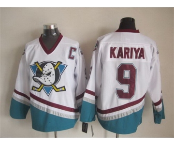 Anaheim Ducks #9 Paul Kariya White Throwback CCM Jersey