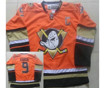 Men's Anaheim Ducks #9 Paul Kariya Reebok Orange Alternate Premier Jersey