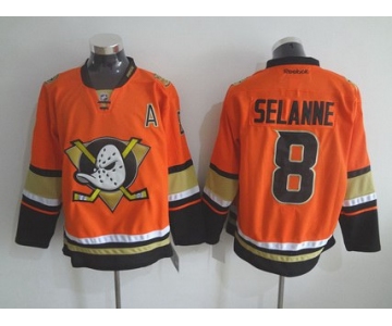 Men's Mighty Ducks Of Anaheim #8 Teemu Reebok 2015 Orange Alternate Premier Jersey