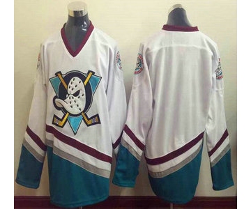Men's Mighty Ducks of Anaheim Blank 1995-96 White CCM Vintage Throwback Jersey