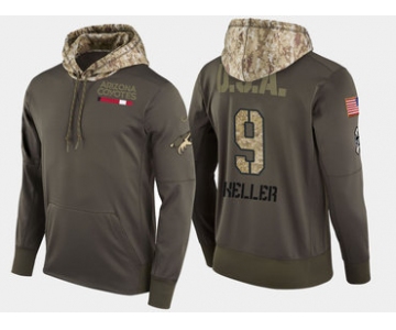 Nike Arizona Coyotes 9 Clayton Keller Olive Salute To Service Pullover Hoodie