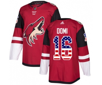 Adidas Coyotes #16 Max Domi Maroon Home Authentic USA Flag Stitched NHL Jersey