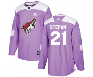 Adidas Coyotes #21 Derek Stepan Purple Authentic Fights Cancer Stitched NHL Jersey