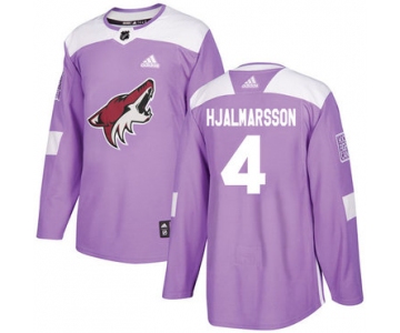 Adidas Coyotes #4 Niklas Hjalmarsson Purple Authentic Fights Cancer Stitched NHL Jersey