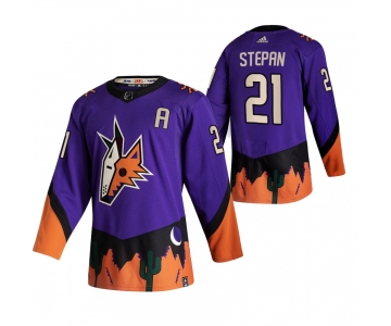 Arizona Coyotes #21 Derek Stepan Purple Men's Adidas 2020-21 Reverse Retro Alternate NHL Jersey