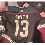 Men's Arizona Coyotes #13 Nathan Smith Throwback Kachina Black Jersey