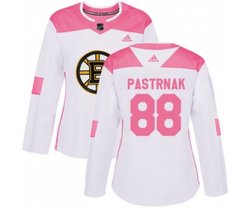 Adidas Boston Bruins #88 David Pastrnak White Pink Authentic Fashion Women's Stitched NHL Jersey