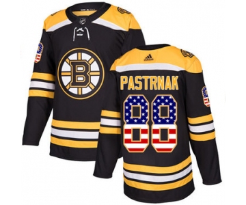 Adidas Bruins #88 David Pastrnak Black Home Authentic USA Flag Stitched NHL Jersey