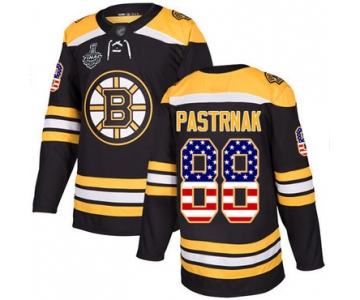 Men's Boston Bruins #88 David Pastrnak Black Home Authentic USA Flag 2019 Stanley Cup Final Bound Stitched Hockey Jersey