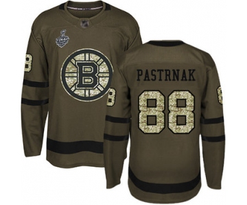 Men's Boston Bruins #88 David Pastrnak Green Salute to Service 2019 Stanley Cup Final Bound Stitched Hockey Jersey