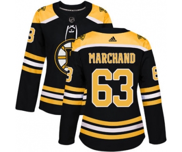 Adidas Boston Bruins #63 Brad Marchand Black Home Authentic Women's Stitched NHL Jersey