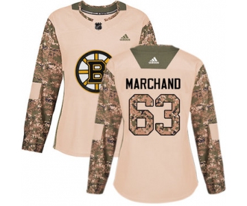 Adidas Boston Bruins #63 Brad Marchand Camo Authentic 2017 Veterans Day Women's Stitched NHL Jersey