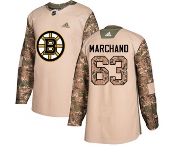 Adidas Bruins #63 Brad Marchand Camo Authentic 2017 Veterans Day Stitched NHL Jersey