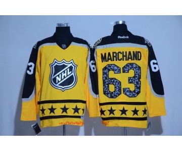 Men's Atlantic Division Boston Bruins #63 Brad Marchand Reebok Yellow 2017 NHL All-Star Stitched Ice Hockey Jersey