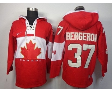 2014 Old Time Hockey Olympics Canada #37 Patrice Bergeron Red Hoodie
