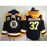 Men's Boston Bruins #37 Patrice Bergeron Black Ageless Must Have Lace Up Pullover Hoodie