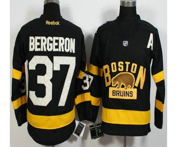 Men's Boston Bruins #37 Patrice Bergeron Reebok Black 2016 Winter Classic Premier Jersey