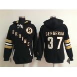 Old Time Hockey Boston Bruins #37 Patrice Bergeron Black Womens Hoodie