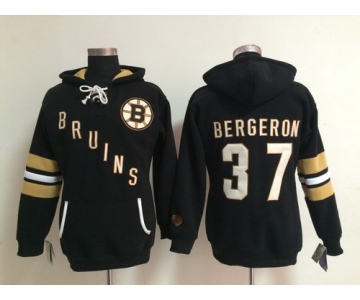 Old Time Hockey Boston Bruins #37 Patrice Bergeron Black Womens Hoodie