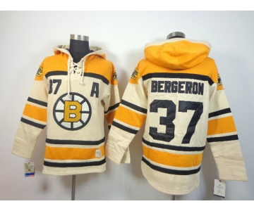 Old Time Hockey Boston Bruins #37 Patrice Bergeron Cream Hoodie