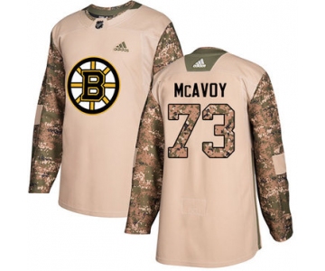 Adidas Bruins #73 Charlie McAvoy Camo Authentic 2017 Veterans Day Stitched NHL Jersey
