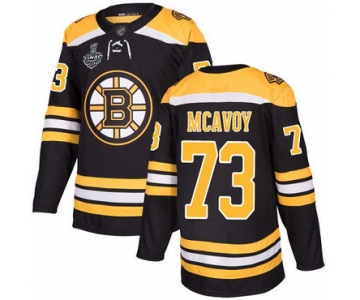 Men's Boston Bruins #73 Charlie McAvoy Black Home Authentic 2019 Stanley Cup Final Bound Stitched Hockey Jersey