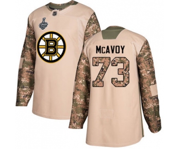 Men's Boston Bruins #73 Charlie McAvoy Camo Authentic 2017 Veterans Day 2019 Stanley Cup Final Bound Stitched Hockey Jersey