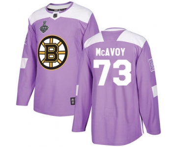 Men's Boston Bruins #73 Charlie McAvoy Purple Authentic Fights Cancer 2019 Stanley Cup Final Bound Stitched Hockey Jersey