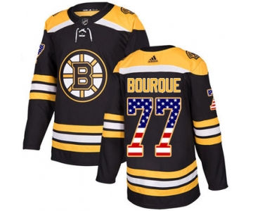 Adidas Bruins #77 Ray Bourque Black Home Authentic USA Flag Stitched NHL Jersey