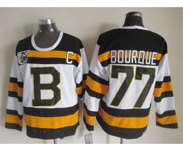 Boston Bruins #77 Ray Bourque White 75TH Throwback CCM Jersey