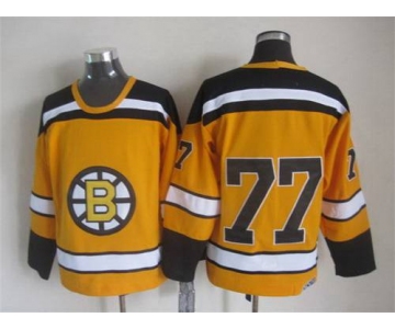 Men's Boston Bruins #77 Ray Bourque 1959-60 Yellow CCM Vintage Throwback Jersey