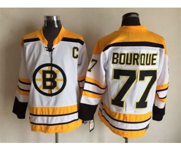 Men's Boston Bruins #77 Ray Bourque 1968-69 White CCM Vintage Throwback Jersey