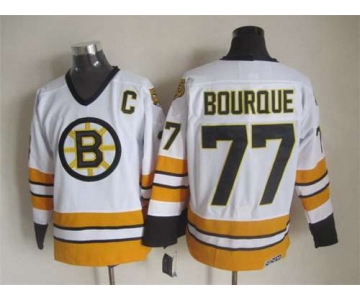 Men's Boston Bruins #77 Ray Bourque 1981-82 White CCM Vintage Throwback Jersey