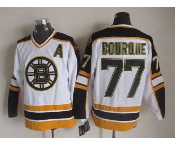 Men's Boston Bruins #77 Ray Bourque 1996-97 White CCM Vintage Throwback Jersey